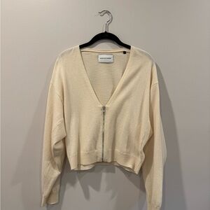 The Kooples x Sport Cream V-Neck Sweater with Zip